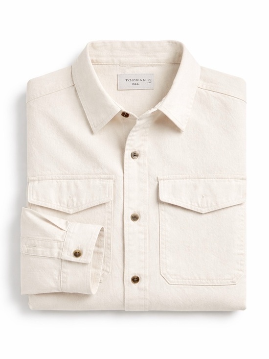 Topman Other - Topman Shacket Men 2XL Off White Shirt Jacket Button Up Overshirt Utility